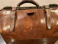 Antique Brown Leather Doctor's Bag with Brass Latches - Rare Original