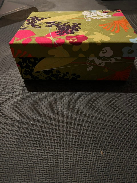 Set of Floral Fabric-Covered Collapsible Storage Boxes