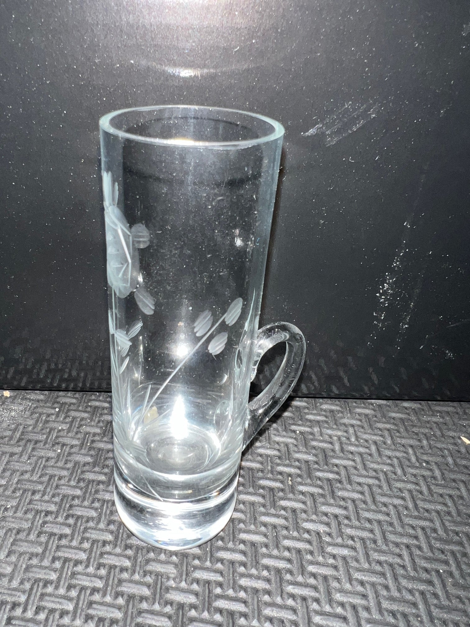 Vintage Korean Cut Glass Handled Shot Glasses - Set of 12