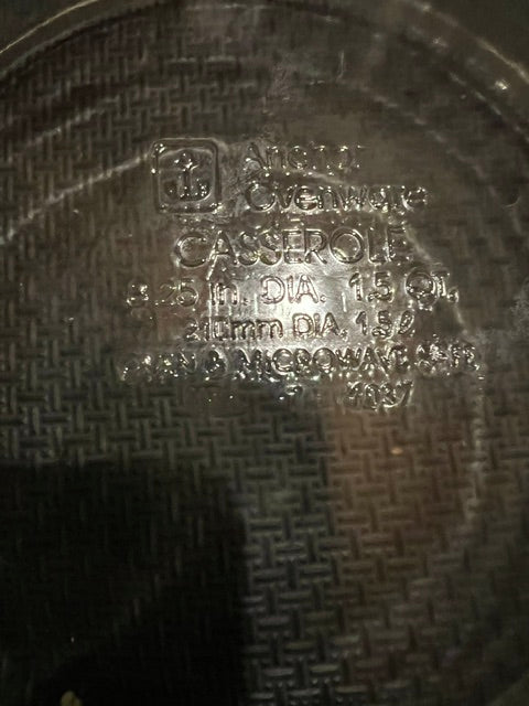 Vintage Anchor Hocking 1.5L Clear Glass Casserole Dish with Lid (USA)