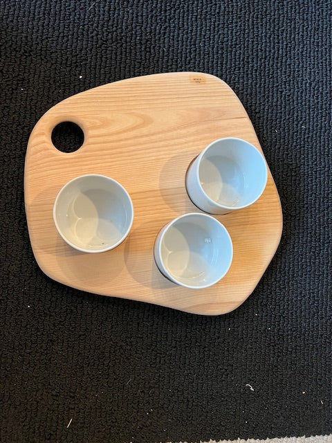 LSA Tapas Set — Ash Serving Board with 3 Porcelain Bowls