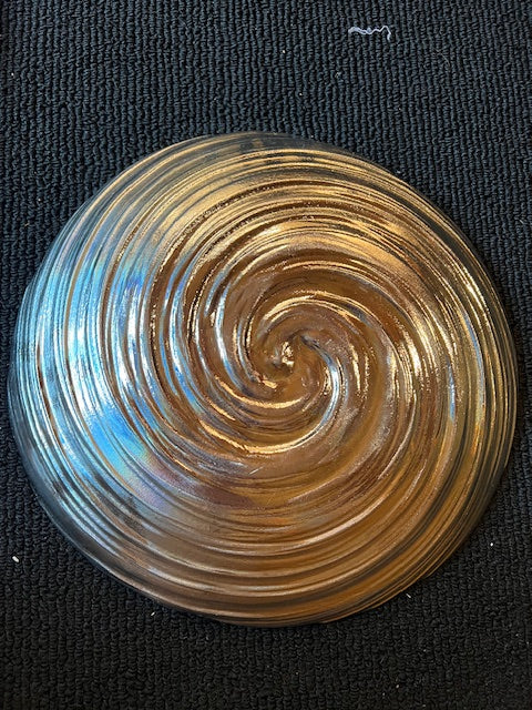Gilded Swirl Glass Decorative Serving Bowl - Silver & White Vortex, 16.5"