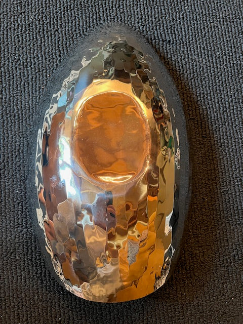 Polished Silver Hand-Hammered Oval Serving Bowl