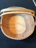 Large Handmade Wicker Basket with Wooden Swing Handles