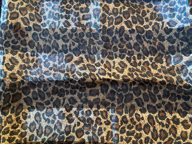 Set of 2 Polyester Animal Print Scarves - Tan & Silver Cheetah