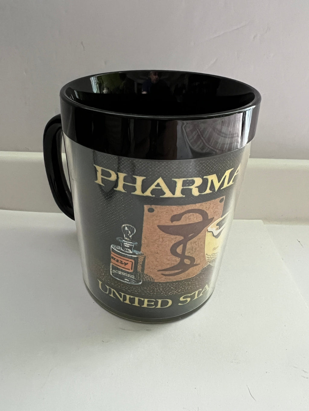 Vintage Thermo-Serv Pharmacy Postage Stamp Insulated Mugs - Set of 4
