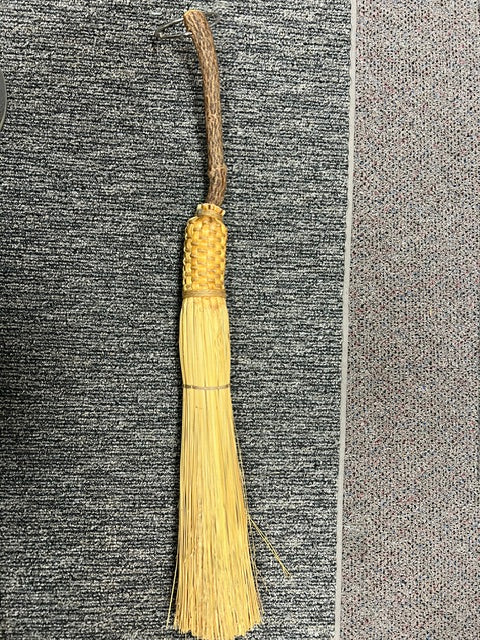 Vintage 1980s Hand-Braided Straw Broom - 29"