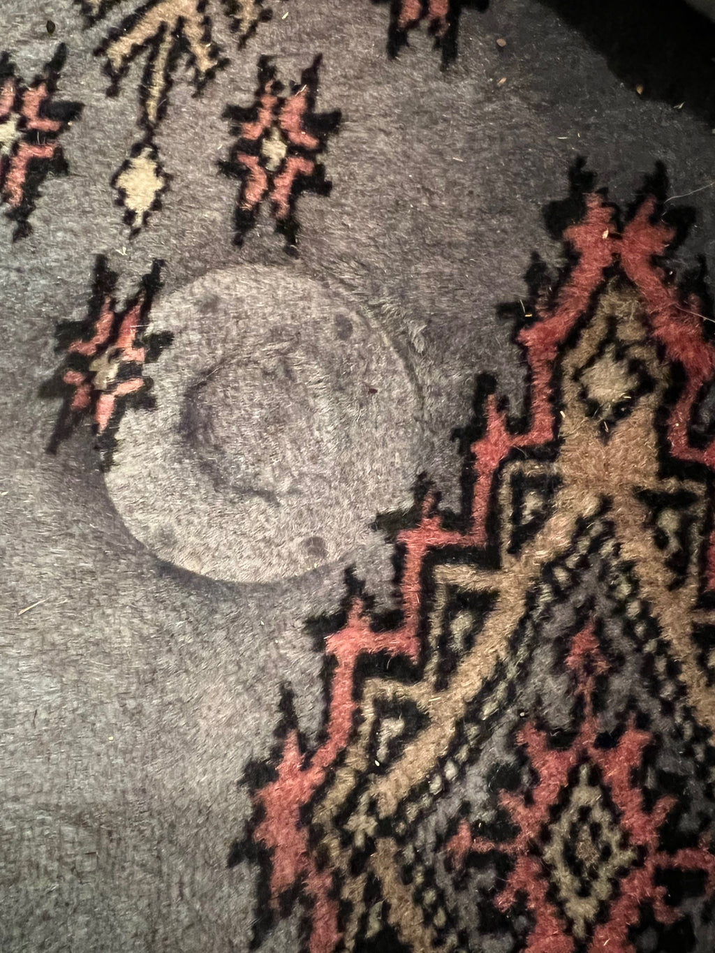 Authentic Bokhara Hand-Knotted Wool Rug, Slate Blue & Cream, 73.5" x 70"
