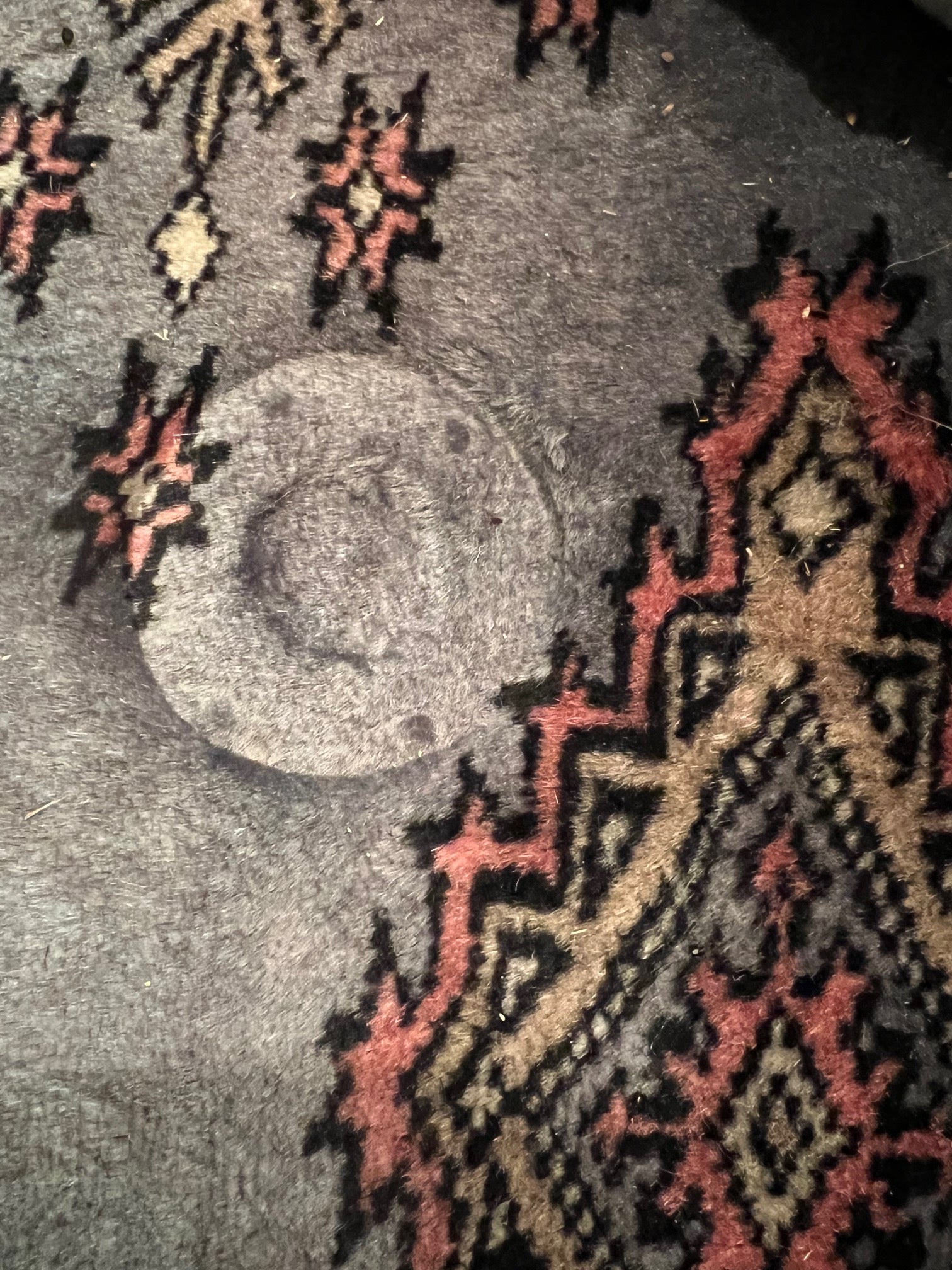 Authentic Bokhara Hand-Knotted Wool Rug, Slate Blue & Cream, 73.5" x 70"