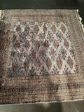 Authentic Bokhara Hand-Knotted Wool Rug, Slate Blue & Cream, 73.5" x 70"