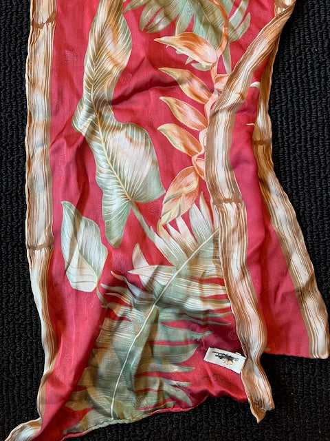 Set of 2 Scarves - Vintage Tommy Bahama Hawaiian & Charming Charlie Leopard