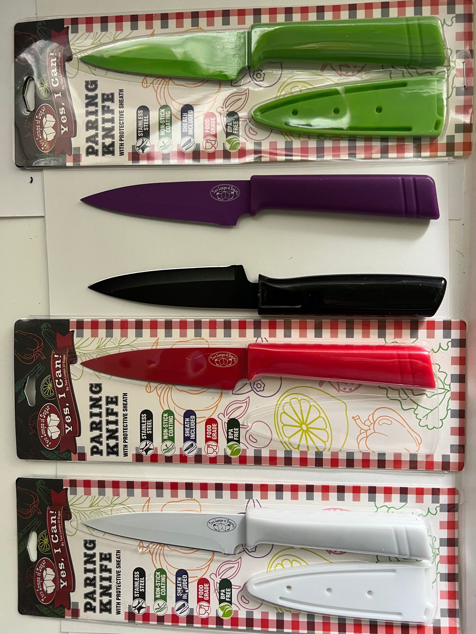 Paring Knife with Protective Sheath - "Yes, I Can!" (Multiple Colors)