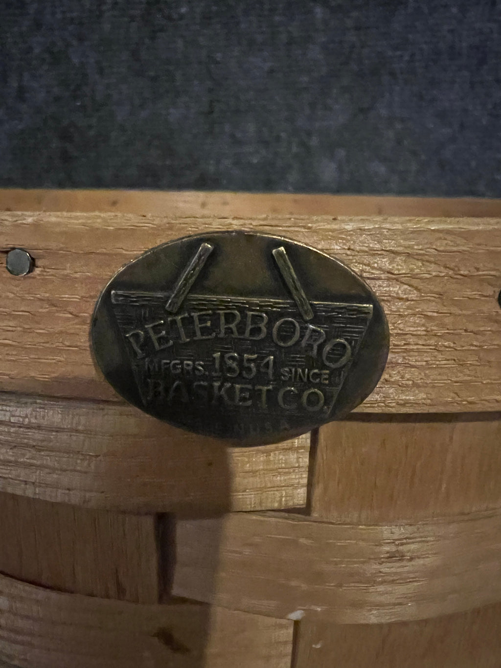 Peterboro Basket Co. 12" Round Ash Basket with Leather Handles