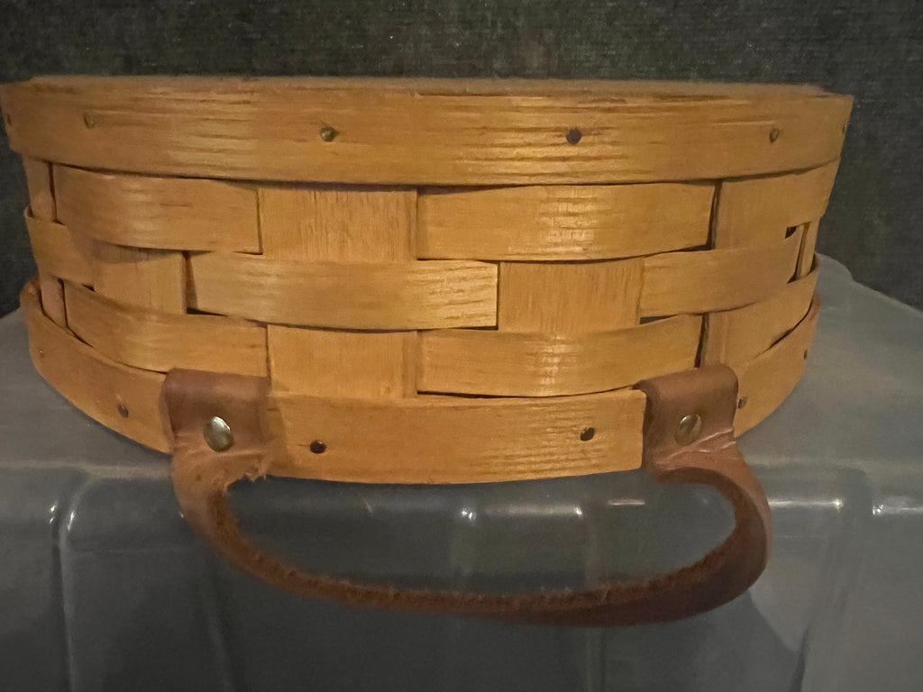 Peterboro Basket Co. 12" Round Ash Basket with Leather Handles