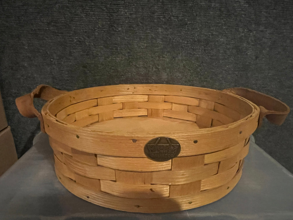 Peterboro Basket Co. 12" Round Ash Basket with Leather Handles