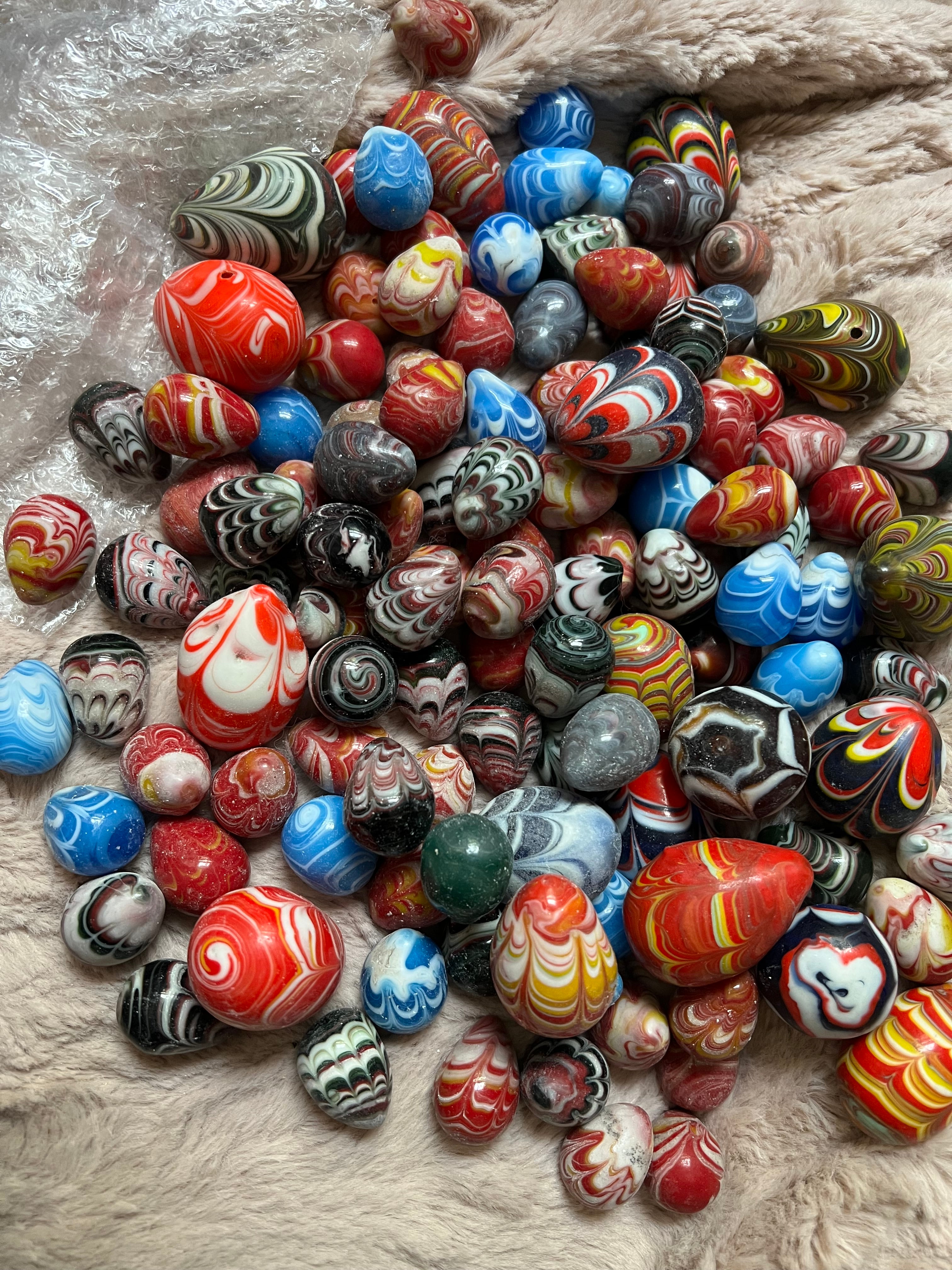 Lot of 120 Vintage Hand-Painted Miniature Glass Eggs (Purchased in China, Late 1980s)