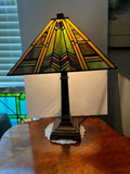 Tiffany Style Frank Lloyd Wright Arts & Crafts Mission Stained Glass Table Lamp