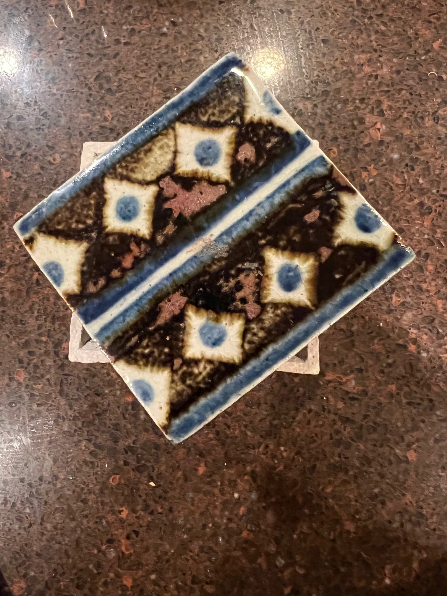 Vintage 1960s Danish Modern Hand-Painted Ceramic Lidded Box