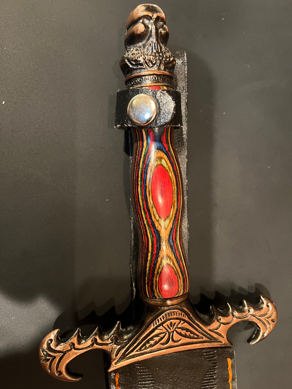 Fantasy Stainless Steel Display Sword with Leather Sheath - 20+ Years Old, Unused
