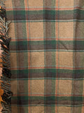 Vintage Wool Tartan Plaid Blanket with Rope Fringe, 54" x 80"