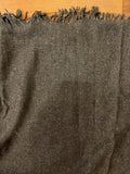 Antique Brown Wool Tweed Fringed Blanket / Throw 94" x 29"