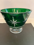 Marquis by Waterford Green Cut-to-Clear Crystal Footed Bowl with Starburst