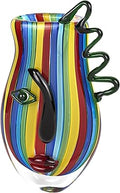 Badash Picasso-Style Art Glass Face Vase - Murano Style, Multicolor Striped