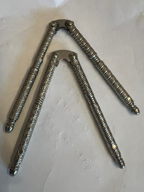 Pair of Sterling Silver Nutcrackers - Ornate Antique Style