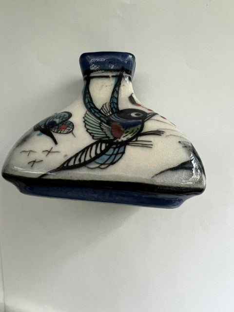 Ken Edwards Guatemala Hand-Painted Hummingbird Porcelain Vase - Small