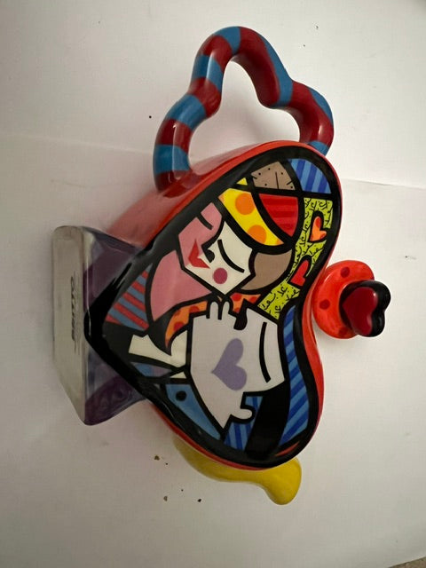 Romero Britto Signed 2010 Heart Teapot with Lid - Pop Art Ceramic