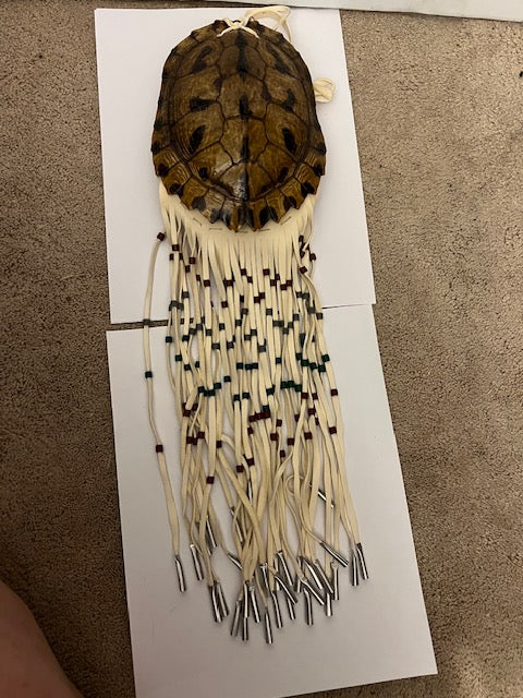 Native American Style Turtle Shell Bag with Beaded Fringe (Likely Lakota)