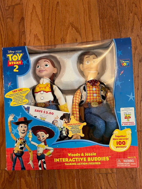 1999 Toy Story 2 Woody & Jessie Interactive Buddies Talking Action Figures - Thinkway Toys