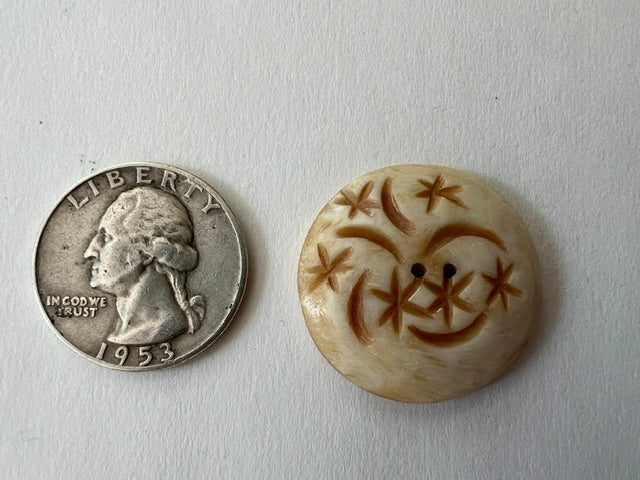 Vintage Sand Dollar with Stars Buttons - Set of 34, 1 1/8"