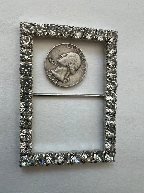 Vintage Rhinestone Silver Tone Belt Buckles - Lot of 10 (3 Styles)
