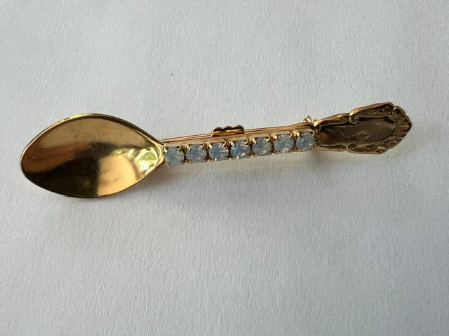 Vintage 1970s-80s Rhinestone Knife, Fork & Spoon Brooch Pins - Lot of 22