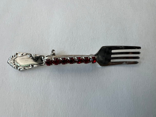 Vintage 1970s-80s Rhinestone Knife, Fork & Spoon Brooch Pins - Lot of 22