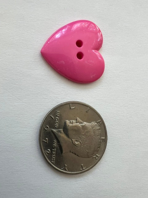 Vintage 1980s Pink Heart-Shaped Nylon Buttons - Set of 30 (1 1/8")
