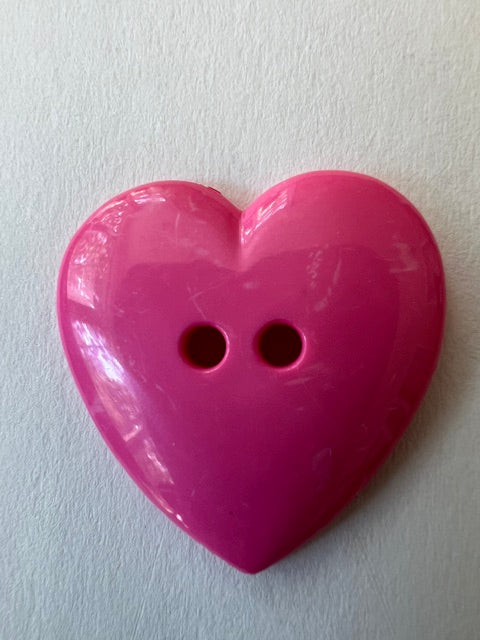 Vintage 1980s Pink Heart-Shaped Nylon Buttons - Set of 30 (1 1/8")