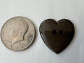 Vintage 1980s Dark Grey Heart-Shaped Nylon Buttons - Set of 35 (1 1/8")