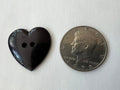 Vintage 1980s Black Heart-Shaped Nylon Buttons - Set of 50 (1 1/8")