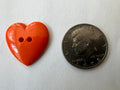 Vintage 1980s Orange Heart-Shaped Nylon Buttons - Set of 80 (1 1/8")