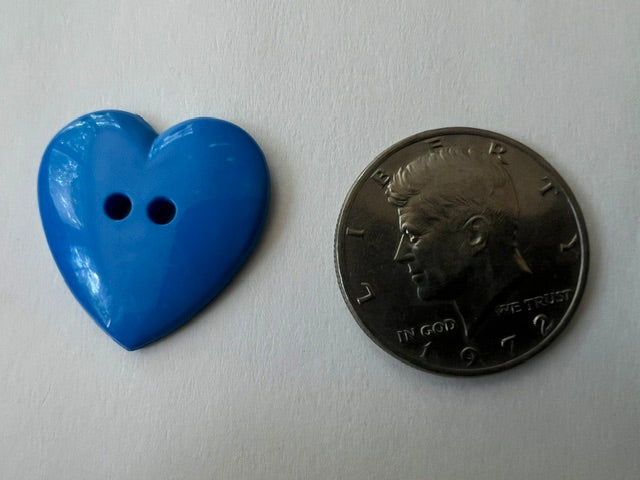 Vintage 1980s Royal Blue Heart-Shaped Nylon Buttons - Set of 50