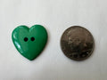 Vintage 1980s Kelly Green Heart Buttons - Set of 40, Nylon, 1 1/8"