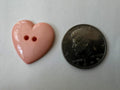 Vintage 1980s Flesh Peach Heart-Shaped Nylon Buttons - Set of 35 (1 1/8")