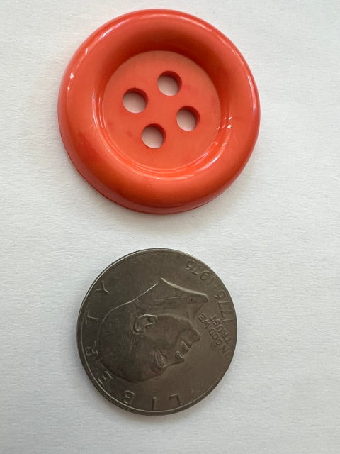 Vintage 1980s Large Orange 4-Hole Coat Buttons — Lot of 50, 1 7/8"