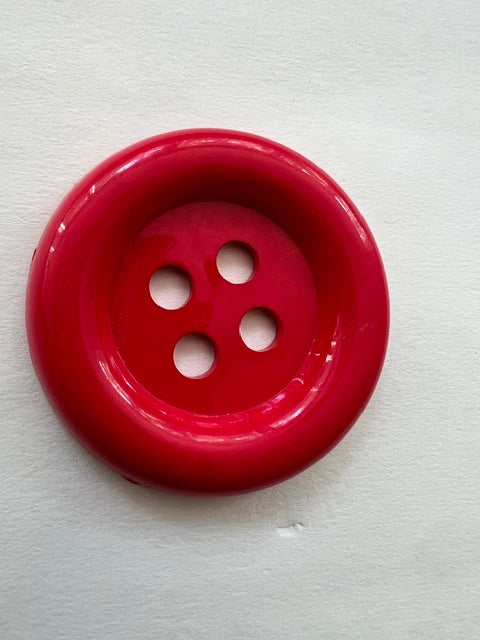Vintage 1980s Bright Red Nylon Coat Buttons - Large 1 7/8" 4-Hole (Set of 50)