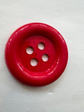 Vintage 1980s Bright Red Nylon Coat Buttons - Large 1 7/8" 4-Hole (Set of 50)
