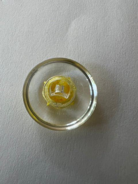 Vintage 1980s Clear Resin Shank Buttons with Yellow Rose - Set of 35