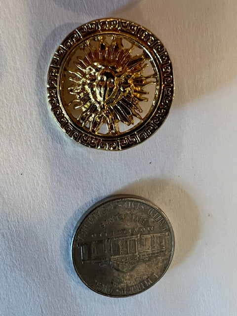 Vintage 1970s Versace-Style Gold Medusa Starburst Shank Buttons - Set of 10 (3/4")