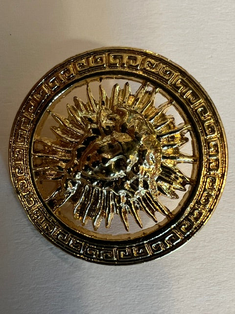 Vintage 1970s Versace-Style Gold Medusa Starburst Buttons, 1 1/8" D-Shank — Set of 22